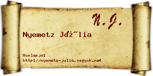 Nyemetz Júlia névjegykártya